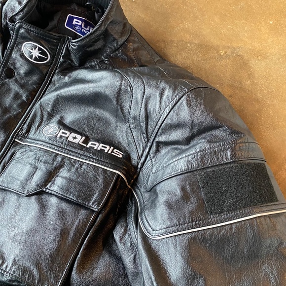 VTG Y2K Polaris Embroidered Leather Jacket - Picture 3 of 16